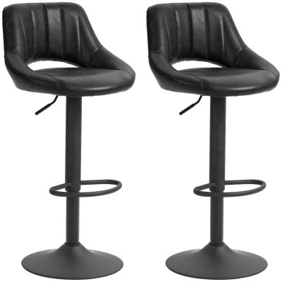 HOMCOM Set de 2 Scaune de Bar cu Înălțime Reglabilă și Suport pentru Picioare, 46x50x85-106 cm, Negru | Aosom Romania