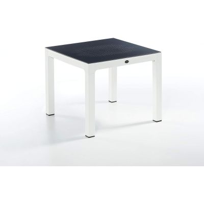 Masa Novussi Wood 90 x 90 blat de sticla alb/antracit