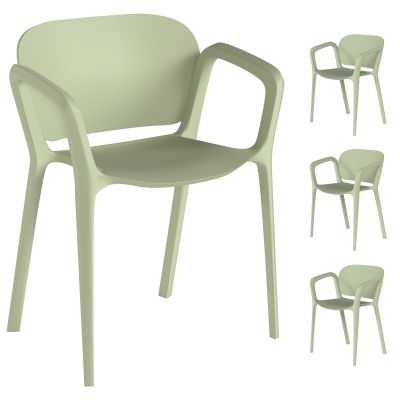 Outsunny Set de 4 Scaune Suprapozabile pentru Grădină, 60x56x75 cm, Verde | Aosom Romania