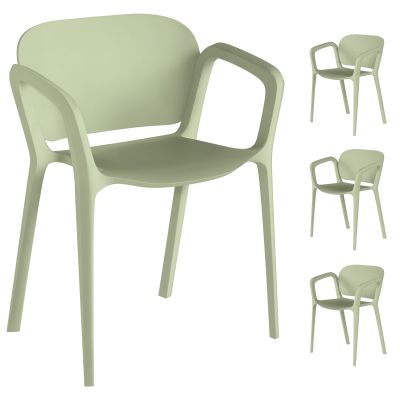 Outsunny Set de 4 Scaune Suprapozabile pentru Grădină, 60x56x75 cm, Verde | Aosom Romania
