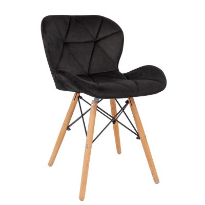 Scaun bucatarie / living Eliza, tapitat, catifea, negru, cadru de lemn, max. 110 Kg., 73 x 47 cm
