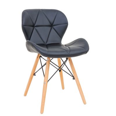 Scaun bucatarie / living Eliza, tapitat, piele ecologica, cadru de lemn, negru, max. 110 Kg., 73 x 47 cm