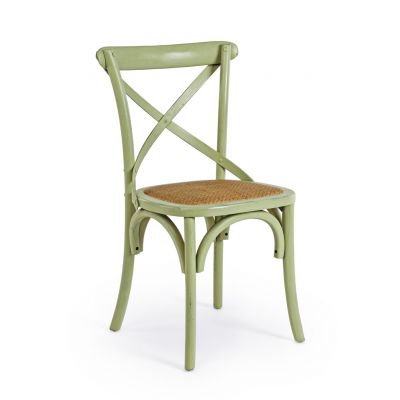 Scaun Cross, Bizzotto, 50.5x52x87 cm, lemn de ulm/ratan, verde
