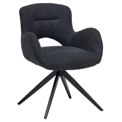 Scaun Cu Brațe din lemn, metal, textil, negru