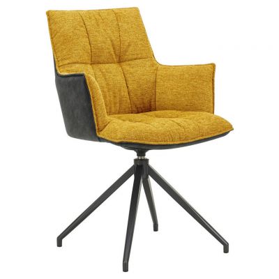 Scaun Cu Brațe din metal, textil, galben, negru