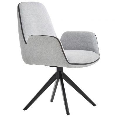 Scaun Cu Brațe din metal, textil, negru, gri deschis