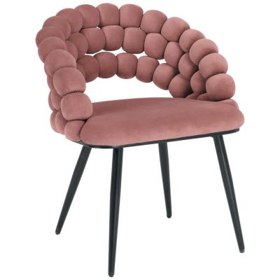 Scaun Cu Brațe din metal, textil, roz, negru