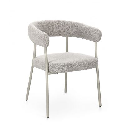 Scaun Giaele, Bizzotto, 59.5x56.5x75.5 cm, poliester Boucle, gri/grej