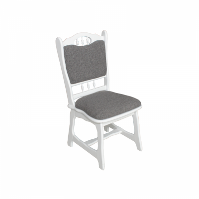 Scaun living FLANDER III, cadru alb + stofa gri inchis, 50x48x95 cm