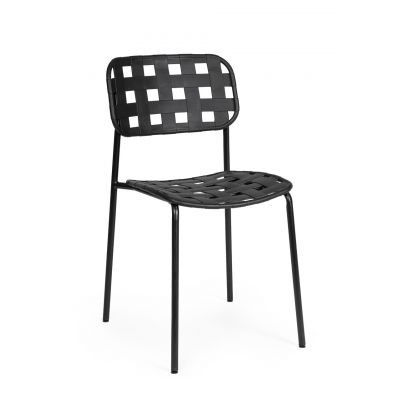 Scaun pentru gradina Clover, Bizzotto, 52x40x80 cm, otel tratat pentru exterior, negru