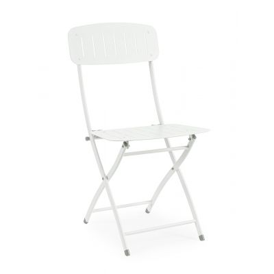 Scaun pentru gradina Yvonne, Bizzotto, pliabil, 44x50x85 cm, otel, invelis e-coating, finisaj mat, alb
