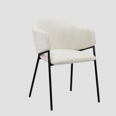 Scaun Prazer, Homla, 60.5x55x78 cm, metal/catifea din poliester, bej