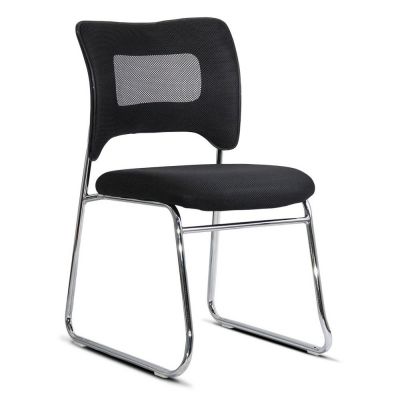 Scaun vizitatori negru din mesh cu cadru metalic, stabil si respirabil HRC 613F