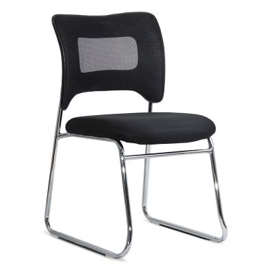 Scaun vizitatori negru din mesh cu cadru metalic, stabil si respirabil HRC 613F