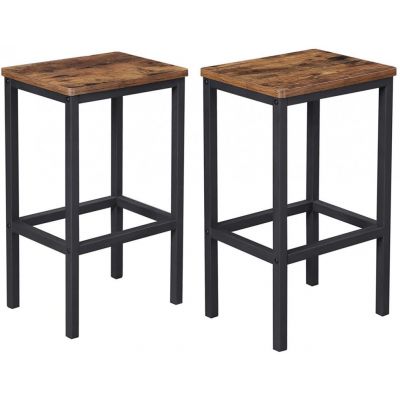 Set 2 scaune de bar Model Spencer, Maro rustic/ Negru, 40x30x65 cm