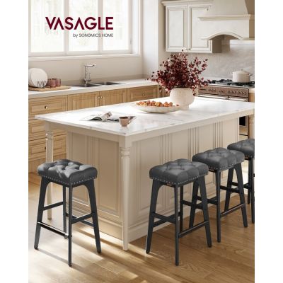 Set 2 Scaune de bar Vasagle Negru Cerneala, 44x32x66 cm