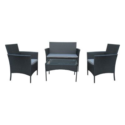 Set 4 buc masă și scaune de grădină Calmness Negru 104x55.5x79 cm