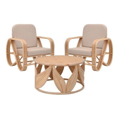 Set Canapea si Masa de Gradina, 2 Piese, Model Relmine-Siderty, Natural,