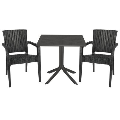 Set de gradina masa si scaune Groovy-Halcyon set 3 piese plastic gri inchis 80x80x74.5cm Set de gradina masa si scaune Groovy-Halcyon set 3 piese plastic gri inchis 80x80x74.5cm