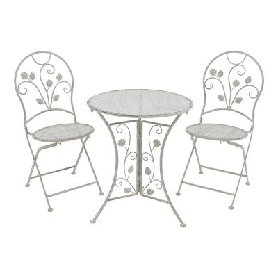 Set Masa si Scaune de Exterior, 3 Piese, Model Abriel, Gri antichizat,