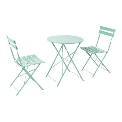 Set Masa si Scaune de Exterior, 3 Piese, Model Bistro, Verde, D60x71 cm
