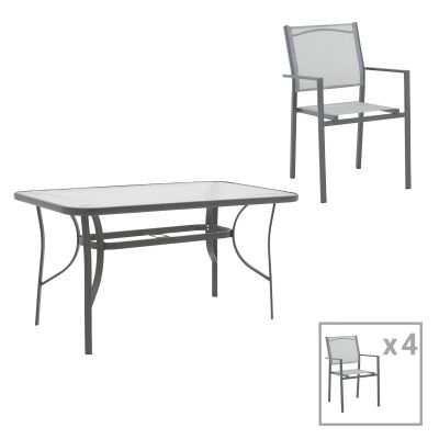 Set Masa si Scaune de Exterior, 5 Piese, Model Ensure-Confidence, Antracit, shade120x70x70 cm
