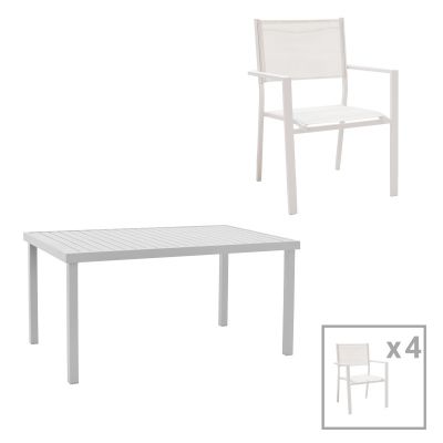 Set Masa si Scaune de Exterior, 5 Piese, Model Kliton-Moly, Alb, 150x80x74 cm