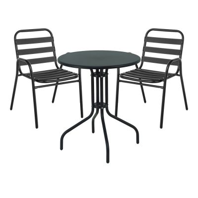 Set Masa si scaune de Exterior, Model Sussie-Vergo, Negru, D60x70 cm