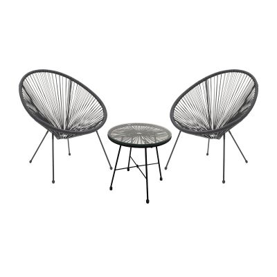 Set Masa si Scaune de Gradina, 3 Piese, Model Acapulco, Negru, D50X50 cm
