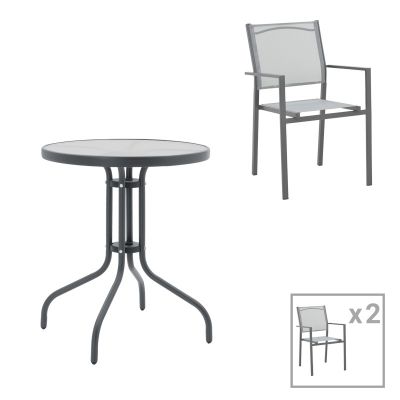 Set Masa si Scaune de Gradina, 3 Piese, Model Watson-Confidence, Antracit, D60x70 cm