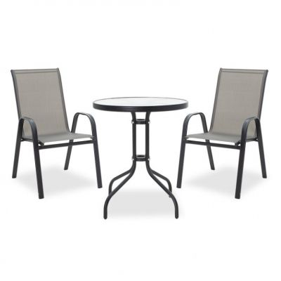 Set Masa si Scaune Gradina Calan-Watson 3 Piese Negru - Gri