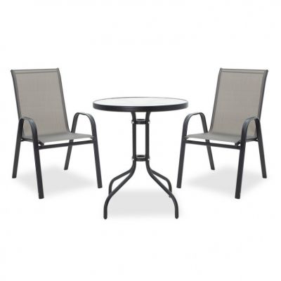 Set Masa si Scaune Gradina Calan-Watson 3 Piese Negru - Gri