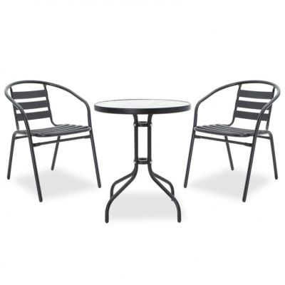 Set Masa si Scaune Gradina Tade-Watson 3 Piese Negru