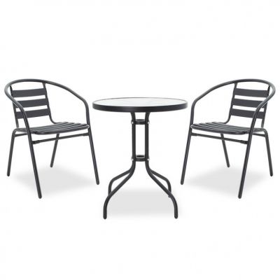 Set Masa si Scaune Gradina Tade-Watson 3 Piese Negru