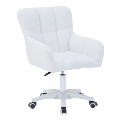 Fotoliu cu brate pivotant Givole în material de pluș alb 55x50x76-86cm 50x55