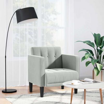 Gossi canapea scaun cu cotiere, gri deschis, 53 cm, catifea