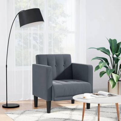 Gossi canapea scaun cu cotiere, gri inchis, 53 cm, catifea