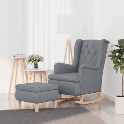 Gossi fotoliu balansoar cu taburet, gri deschis, material textil