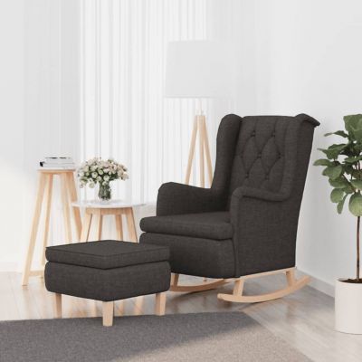 Gossi fotoliu balansoar cu taburet, gri inchis, material textil