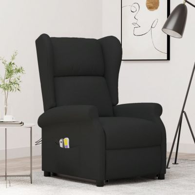 Gossi fotoliu de masaj cu ridicare, negru, material textil