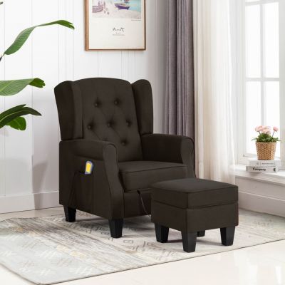 Gossi fotoliu de masaj cu taburet, maro inchis, material textil