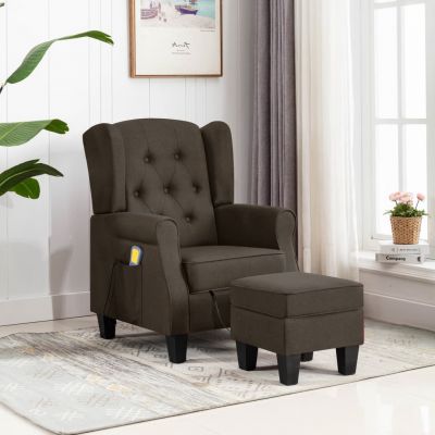 Gossi fotoliu de masaj cu taburet, maro, material textil