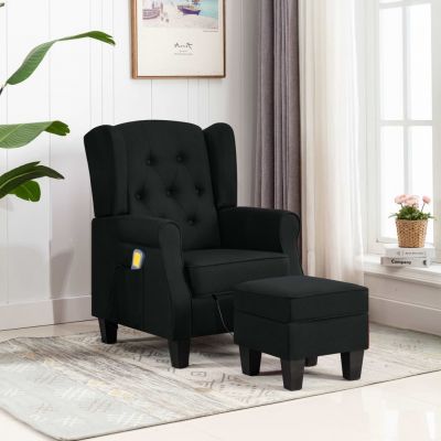Gossi fotoliu de masaj cu taburet, negru, material textil