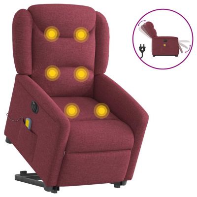 Gossi fotoliu de masaj electric rabatabil cu ridicare rosu vin textil