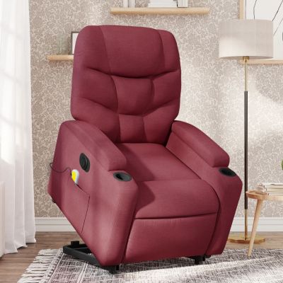Gossi fotoliu de masaj electric rabatabil cu ridicare rosu vin textil