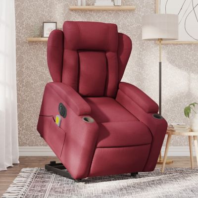 Gossi fotoliu de masaj electric rabatabil cu ridicare rosu vin textil