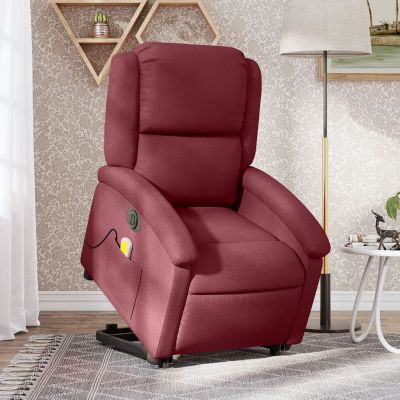 Gossi fotoliu de masaj electric rabatabil cu ridicare rosu vin textil