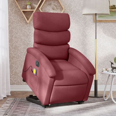 Gossi fotoliu de masaj electric rabatabil cu ridicare rosu vin textil