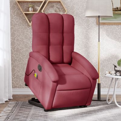 Gossi fotoliu de masaj electric rabatabil cu ridicare rosu vin textil