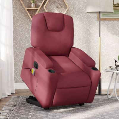 Gossi fotoliu de masaj electric rabatabil cu ridicare rosu vin textil